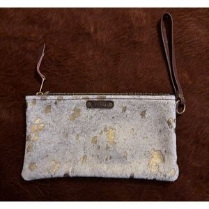 Wild Goose Wristlet - Gold Spotted Cowhide